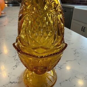 Amber Glass Pineapple fairy lamp Fenton